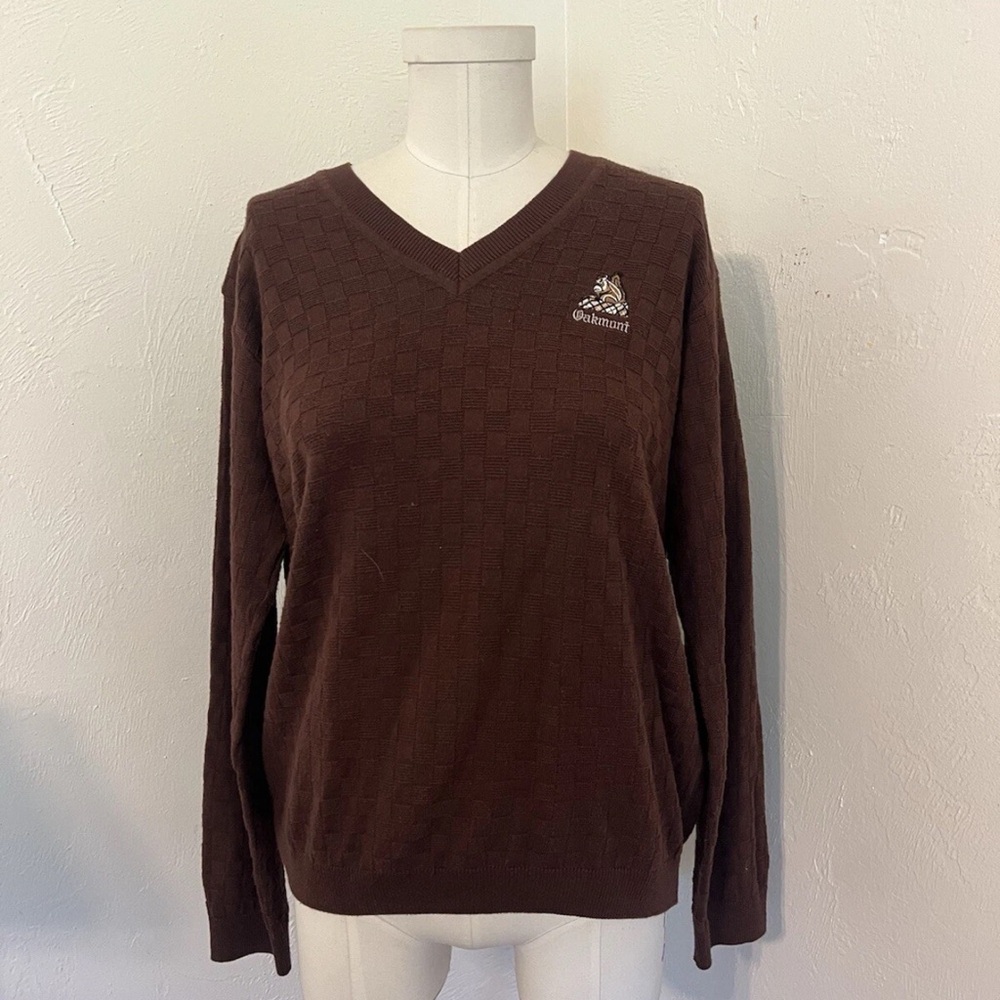 Women’s  V-Neck Sweater Brown Medium Oakmont Country Club